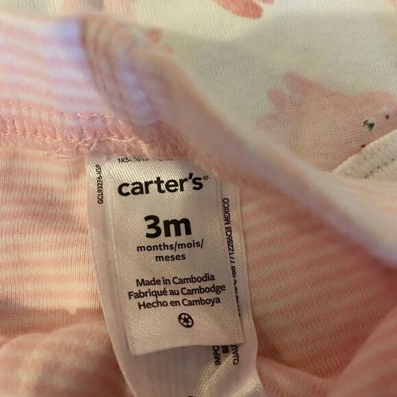 2 Carters 3-6 months outfit includes 2 onesie and 2 pants NWOT pink white gray - Picture 2 of 5